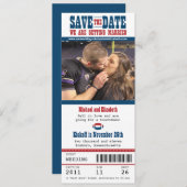Save The Date Mariage Enregistrer le billet de football date (Devant / Derrière)