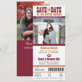 Save The Date Mariage Enregistrer le billet de football date (Devant / Derrière)