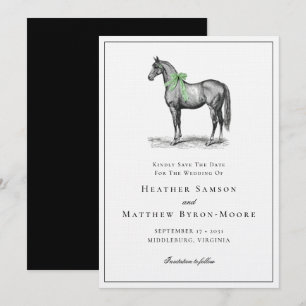 Save The Date Mariage Équestre Vintage Élégant Chevaux