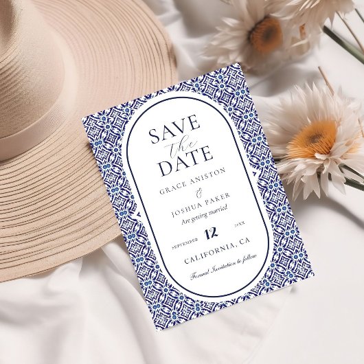 Save The Date Mariage espagnol Blue Mexican Talavera