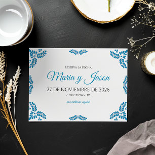 Save The Date Mariage Espagnol Minimaliste Turquoise de Talavera