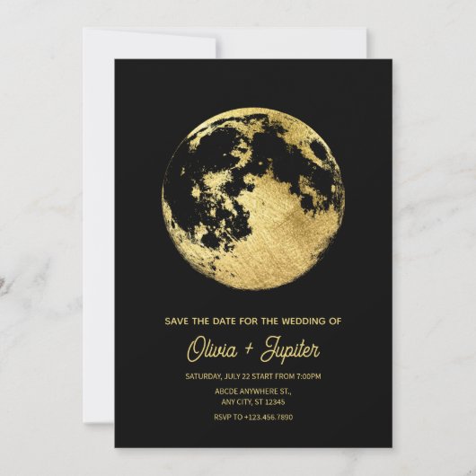 Save The Date Mariage esthétique enfant de la lune (Devant)