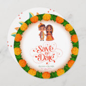 Save The Date Mariage ethnique indien enregistrer la date (Devant / Derrière)