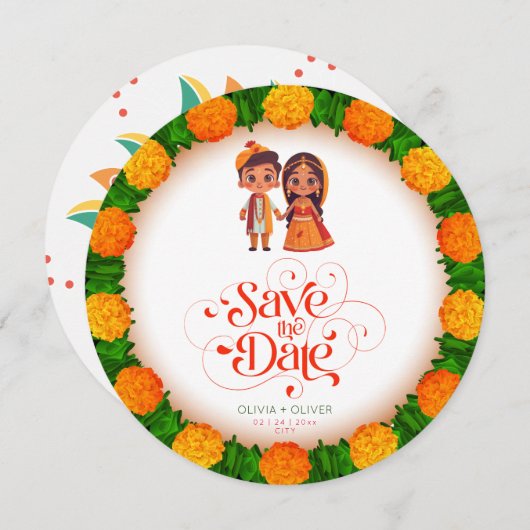 Save The Date Mariage ethnique indien enregistrer la date (Devant / Derrière)