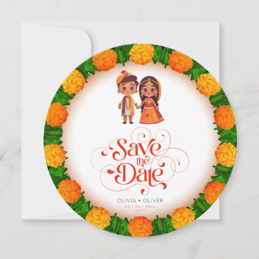 Save The Date Mariage ethnique indien enregistrer la date (Devant)