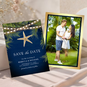 Save The Date Mariage étoile de mer feuille de palmier tropical 