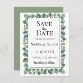 Save The Date Mariage Eucalyptus Foliage Enregistrer la date (Devant / Derrière)