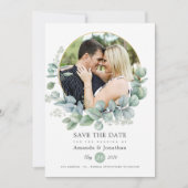 Save The Date Mariage Eucalyptus géométrique aquarelle (Devant)