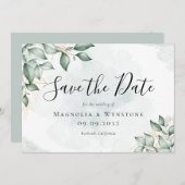Save The Date Mariage Eucalyptus Green Watercolor (Devant / Derrière)