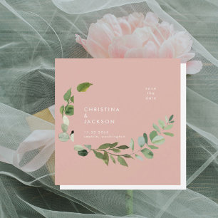 Save The Date Mariage Eucalyptus Rose du désert Enregistrer la d