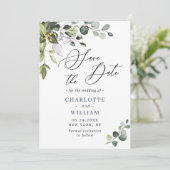 Save The Date Mariage Eucalyptus simple Élégant Élégant Enregist (Debout devant)