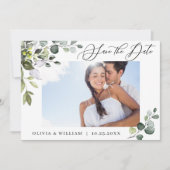 Save The Date Mariage Eucalyptus simple et élégant (Devant)