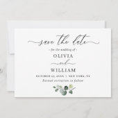 Save The Date Mariage Eucalyptus simple et élégant (Dos)