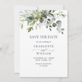 Save The Date Mariage Eucalyptus simple et élégant (Devant)