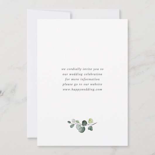 Save The Date Mariage Eucalyptus simple et élégant (Dos)