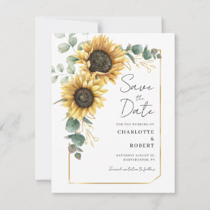 Save The Date Mariage Eucalyptus Tournesol
