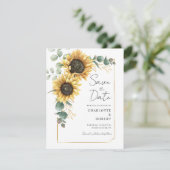 Save The Date Mariage Eucalyptus Tournesol (Debout devant)