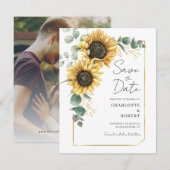 Save The Date Mariage Eucalyptus Tournesol (Devant / Derrière)