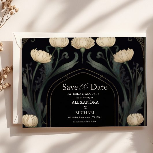 Save The Date Mariage européen Floral Art Nouveau