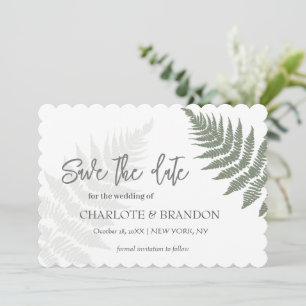 Save The Date Mariage extérieur aux fougères vert forêt