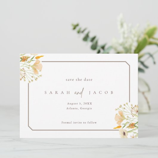 Save The Date Mariage extérieur Fleur sauvage simple (Debout devant)