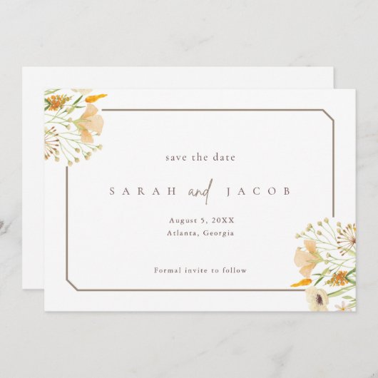 Save The Date Mariage extérieur Fleur sauvage simple (Devant / Derrière)