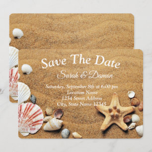 Save The Date Mariage Extraordinaire sur la plage, Coquillages
