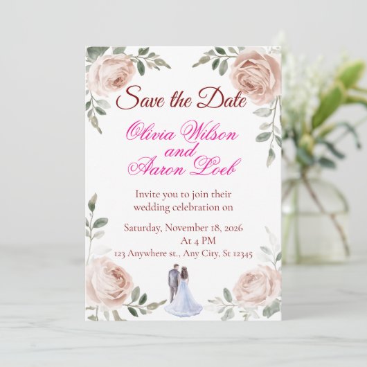 Save The Date Mariage (faire-part Enregistrer la date) (Debout devant)