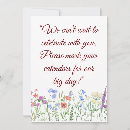 Save The Date Mariage (faire-part Enregistrer la date) (Dos)