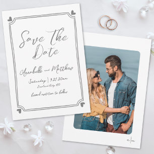 Save The Date Mariage Fantaisiste avec Photo Dessinée à la Main