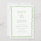 Save The Date Mariage Fantaisiste Citron Vert Bordure Ondulée (Devant)