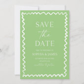 Save The Date Mariage Fantaisiste Citron Vert Bordure Ondulée (Devant)