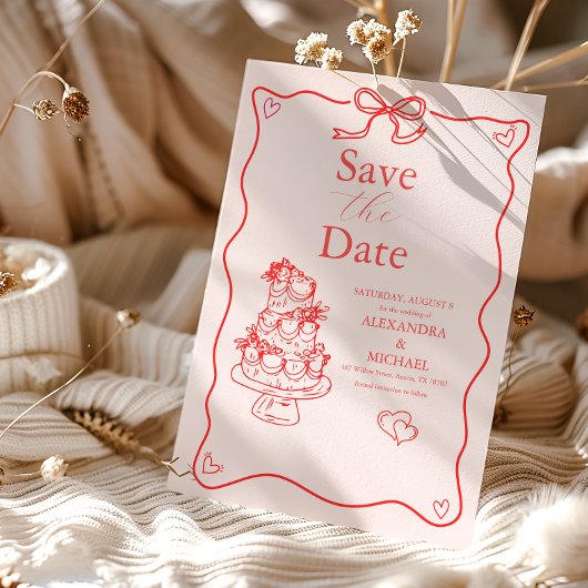 Save The Date Mariage Fantaisiste Rétro au Style Doodle