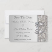 Save The Date Mariage Faux Séquins Argent Bow Enregistrer La Dat (Dos)