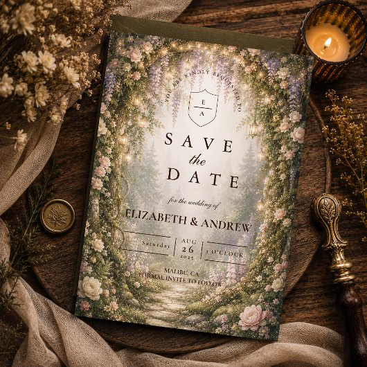 Save The Date Mariage féerique en forêt enchantée