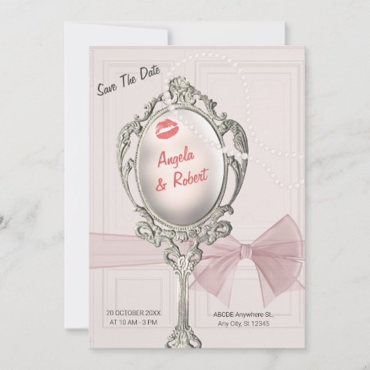 Save The Date Mariage féminin classique vintage (Devant)