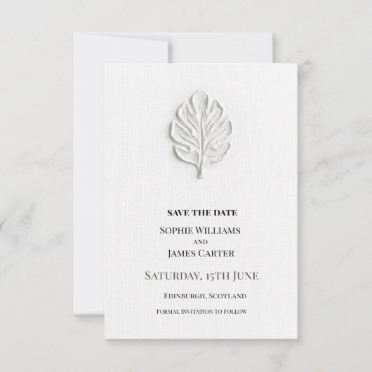 Save The Date Mariage Feuille d'Argent (Devant)