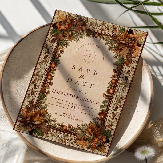 Save The Date Mariage Feuille de Chêne d'Automne