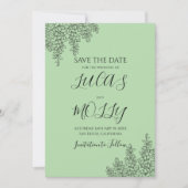 Save The Date Mariage Feuille de Fougère Vert Sage (Devant)