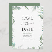 Save The Date Mariage Feuille de l'Eucalyptus (Devant / Derrière)