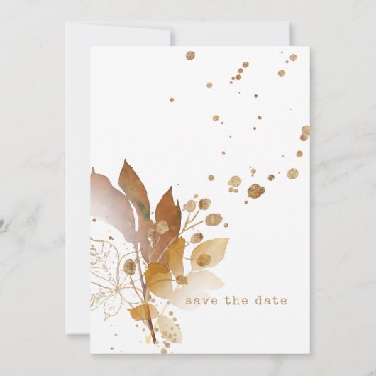 Save The Date Mariage feuille d'or ID655 (Dos)