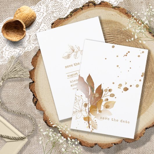 Save The Date Mariage feuille d'or ID655