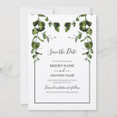 Save The Date Mariage Feuille rustique Eucalyptus (Devant)