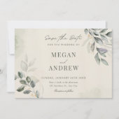 Save The Date Mariage feuille vert (Devant)