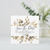 Save The Date Mariage Feuilles de Jardin Doré Moderne (Debout devant)