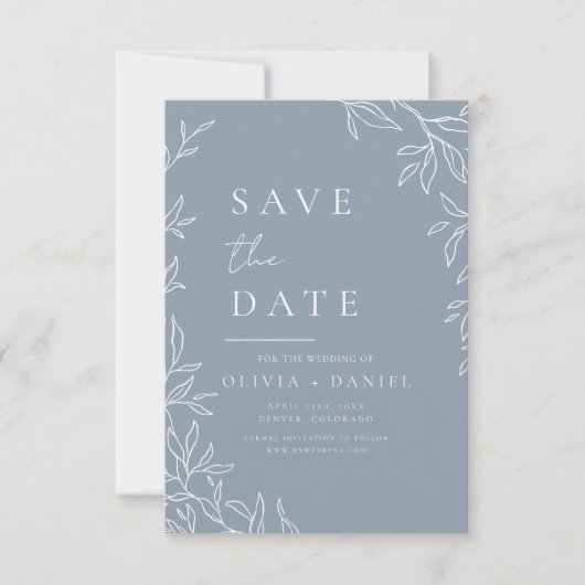 Save The Date Mariage feutré bleu foncé moderne (Devant)