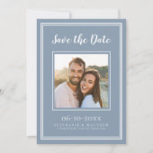 Save The Date Mariage Fiançailles Couple Photo moderne Dusty Blu (Devant)