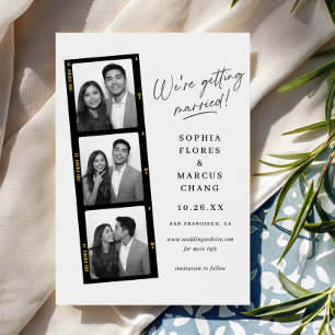 Save The Date Mariage Film de Photomaton Moderne en Noir & Blanc