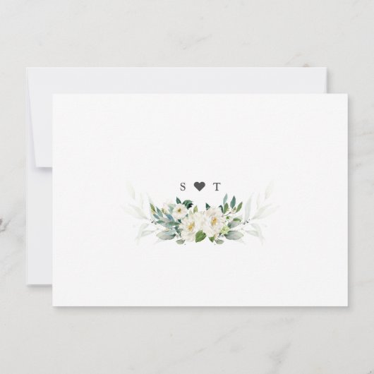 Save The Date Mariage Fleur Blanche Florale Aérienne Aquarelle (Dos)
