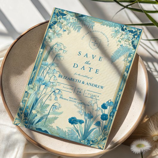 Save The Date Mariage Fleur Bleue de Jardin Antique